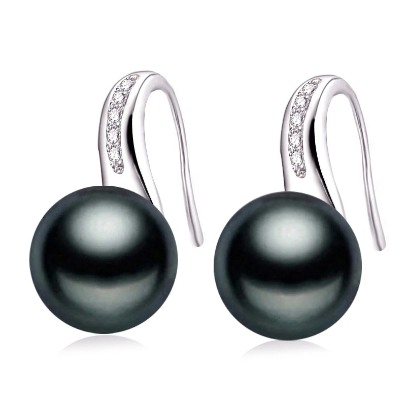 Серьги с натуральным жемчугом, серьги с жемчугом пресной воды для женщин, серьги с белым жемчугом, серебряные 925 ювелирные изделия, подарок на день рождения - Цвет камня: black pearl earring