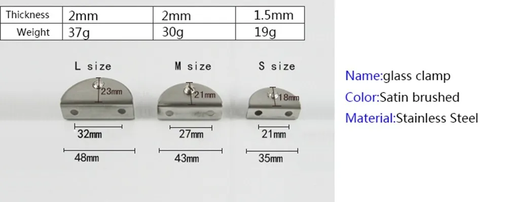 50 шт./партия, настенный, стеклянный зажим шарнир для стекла из нержавеющей стали G зажим может удерживать 11-13 мм для пластиковых листов