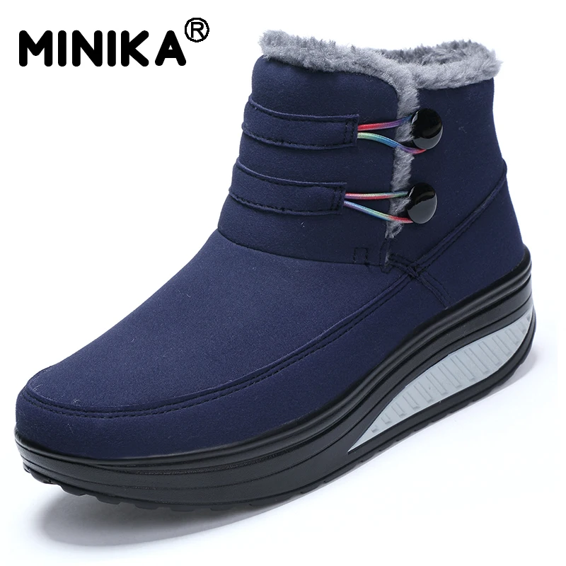 Minika/Женская обувь с плюшевой подкладкой зимние ботинки на платформе женские
