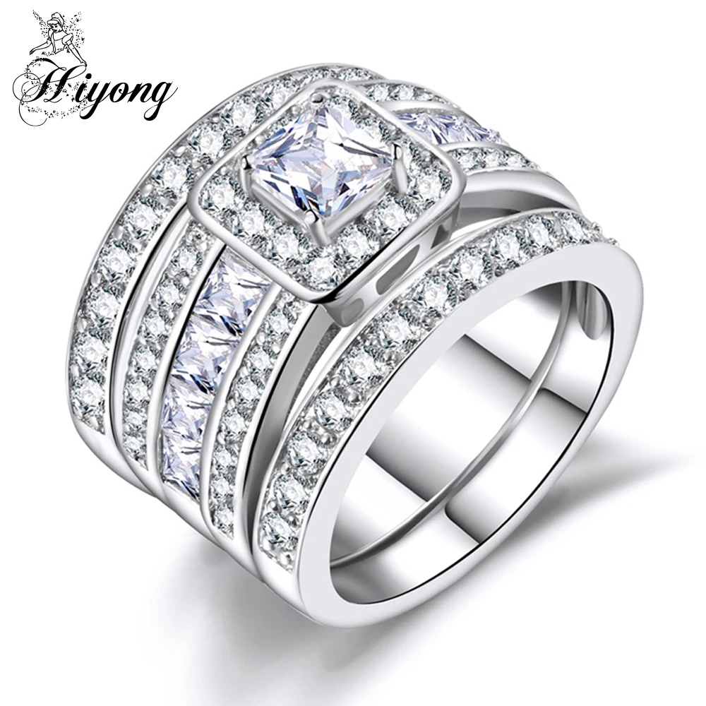HIYONG Huge Wedding Ring Set of 3pcs Stacking Matching