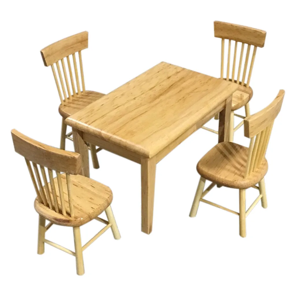 Kids House Miniature Furniture 1:12 Dollhouse Miniature Furniture Wooden Color Dining Table Chair Model Set Accessory 5.30 Kids House Miniature Furniture 1:12 Dollhouse Miniature Furniture Wooden Color Dining Table Chair Model Set Accessory 5.30
