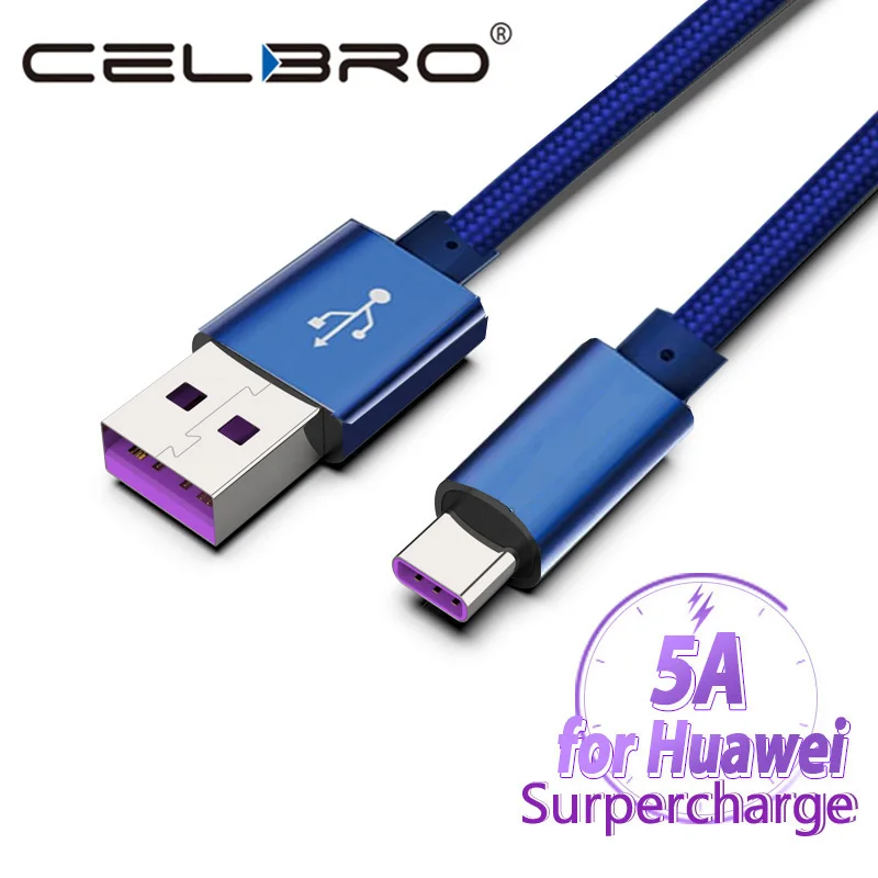 

USB Type C Phone Charger Cable Type-C Usb Kablo for Huawei P20 P30 P10 Mate 20 Pro Honor 10 9 20 5A Super Charge Cable 2 Meters