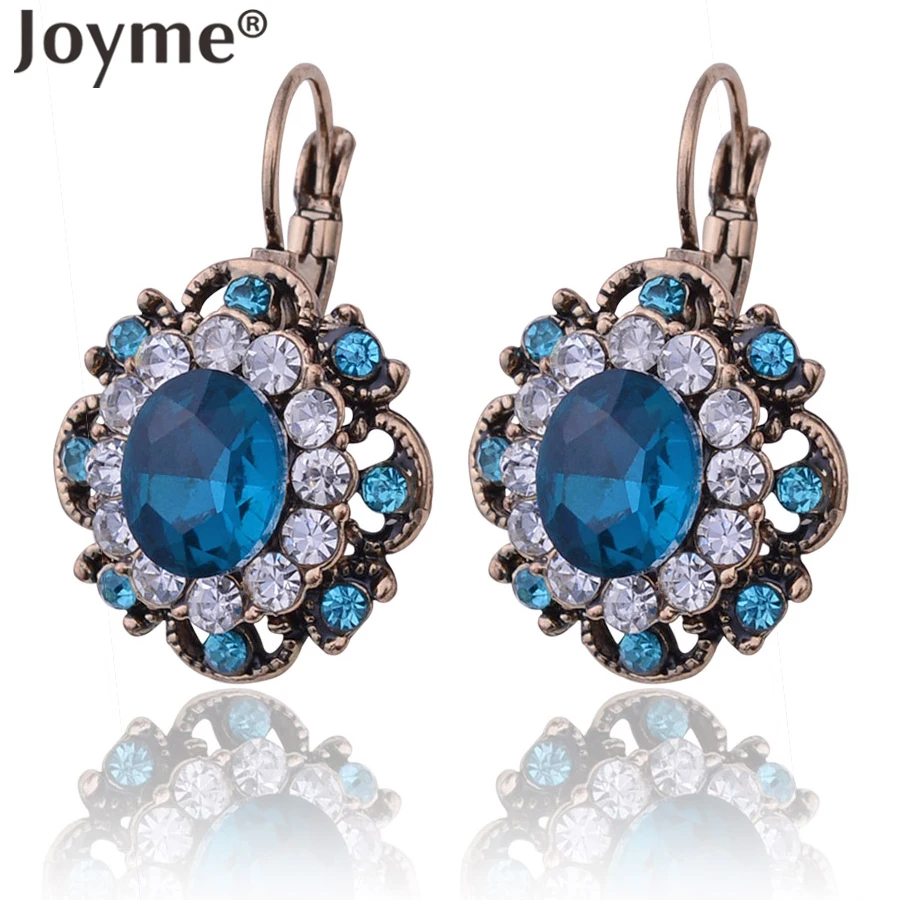 

Crystal Clip on Earring Ear Cuff Antique Gold-Color Rose Flower Female Clip Earrings For Women Girls Brincos Jewelry