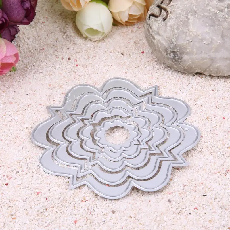 

5 Pcs Flower Label Metal Cutting Dies Scrapbooking Craft Decorative Embossing Folder Suit Cutting Dies Paper Cards DIY Template