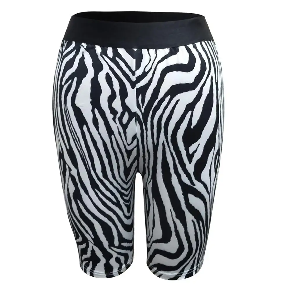 Fashion Women Sexy Zebra Print Bike High Elastic Waist Yoga Shorts Ladies Fitness Leggings Sportwear Cycling Workout Sweatpants