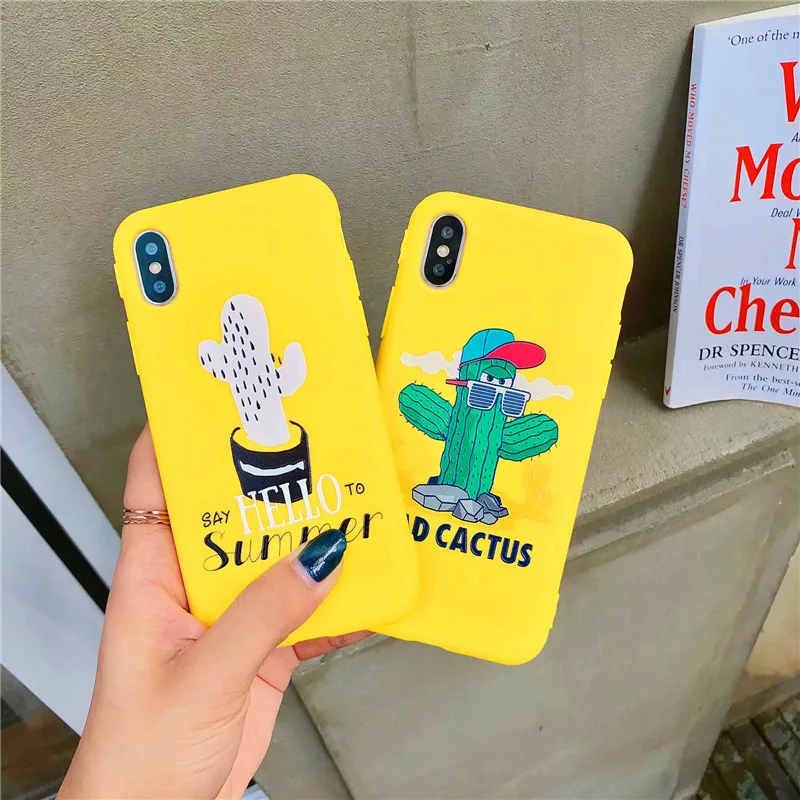 

3D Cactus Plants Painting Pattern Case For iPhone X 6 6s 7 Plus Soft TPU Rubber Silicon Cases Back Cover Coque For iphone 8