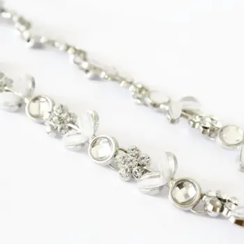 

Lady's Stylish Silver Plated Crystal Flower Elastic Hair Band Headband