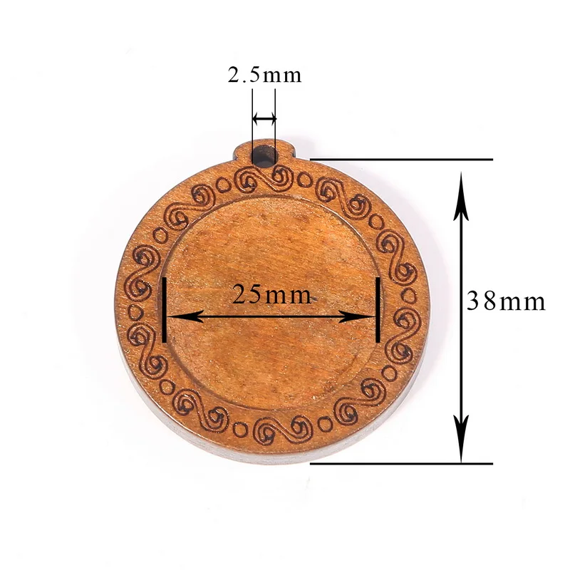 2 шт 4 шт Круглые Деревянные Подвески Кулон Кабошон Настройки 25 мм Внутренний размер пустой кулон Ювелирная база Лотки 13 стиль на выбор - Цвет: Style 03