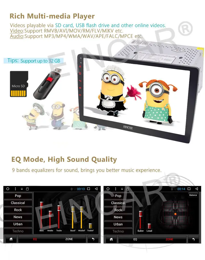 Top CAM Android 6.0 2GB 10.1"2DIN Car GPS Radio Bluetooth Double DIN 3G Touch NO DVD 17