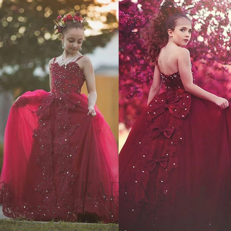 red wine flower girl dresses