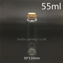 Бесплатная доставка 30*110mm желая Стекло бутылка с пробкой, высокого качества 55 мл Корк Стекло флаконы Дисплей бутылка оптовая 240 шт./лот