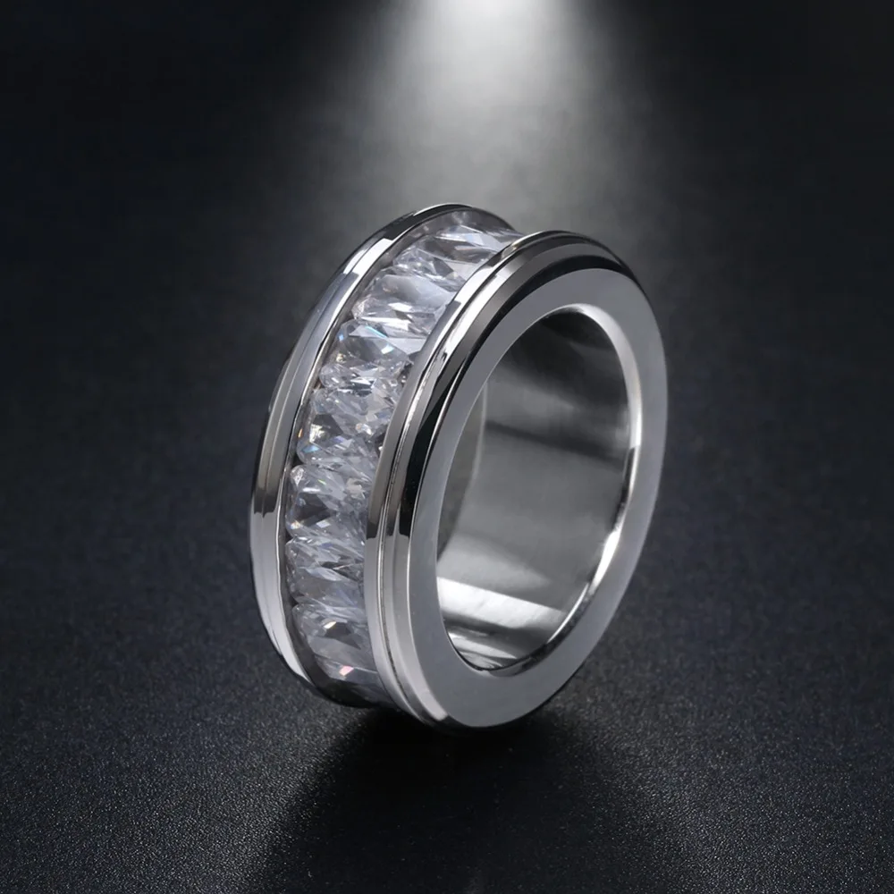 

Rinntin Stainless Steel Rings Wedding Band Engagement Ring with Cubic Zirconia for Women Fashion Jewelry Christmas Gift DGTR48