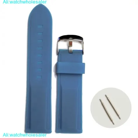 22mm Blue Dress Color Silicone Jelly Rubber Men Watch Band Straps WB1054R22JB