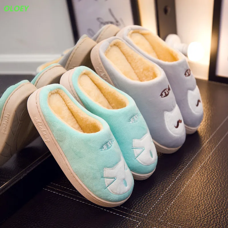 

emoji slippers Ladies cartoon cat non-slip soft winter warm women's 2017 indoor bedroom floor women home slippers shoes