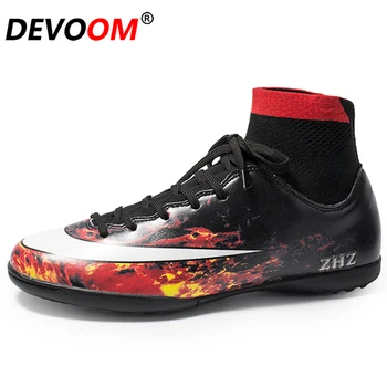 

2019 New Outdoor Men Boys Turf Soccer Shoes High Ankle Kids Football Boots Cleats Training Sport Sneakers Men zapatos de futbol