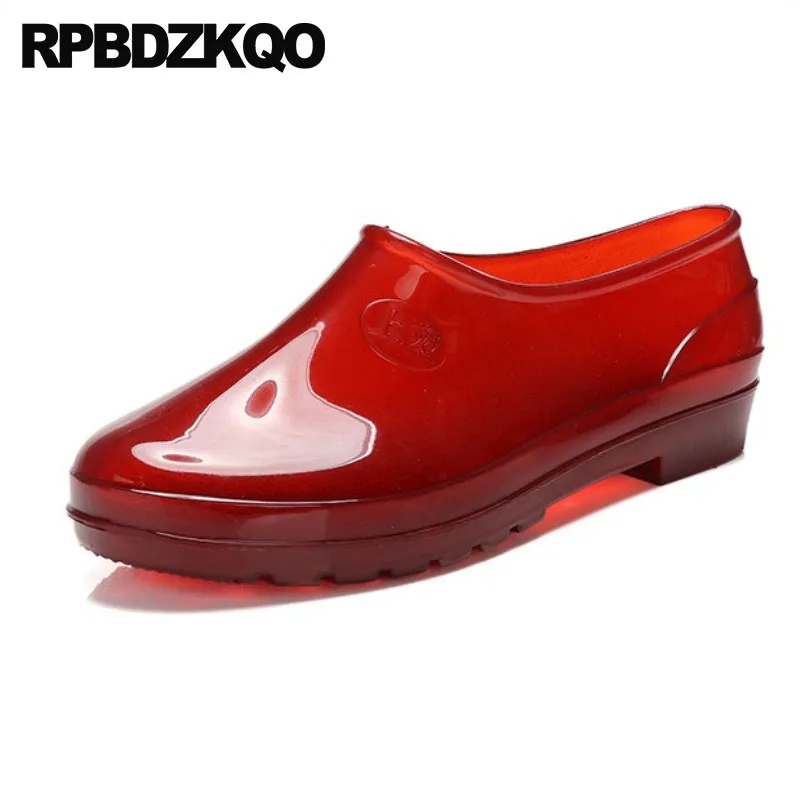 

designer slip on rubber boys casual black fashion red china comfort summer 2018 new men flats cheap resistant waterproof solid