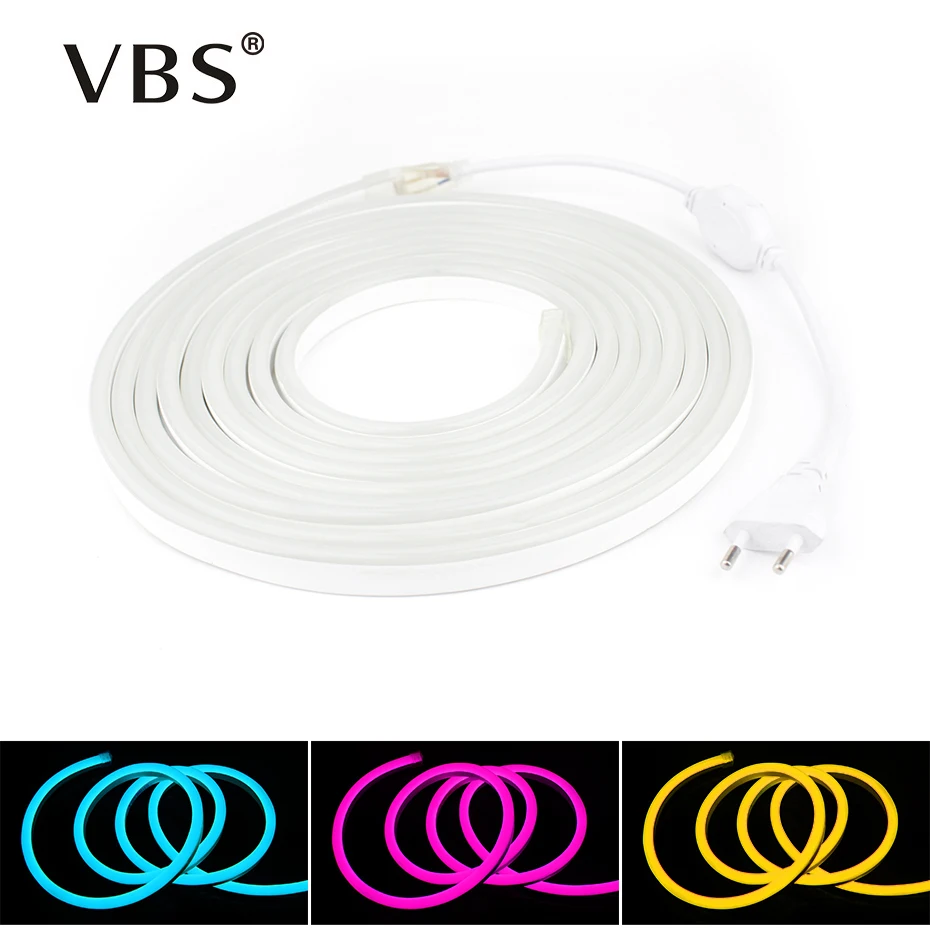 

Colorfully LED Strip Neon Light 12W/m 1M 2M 5M 10M IP68 Waterproof Led Strip With EU Plug Flexible Led Strip Lights 220V SMD2835