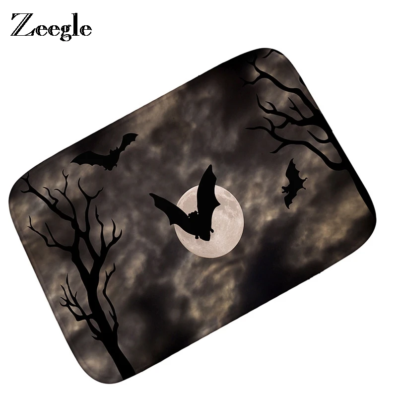 

Zeegle Halloween Doormats Welcome Door Mat Floor Mat Hallway Kitchen Carpet Bat Pattern Home Decor Carpet