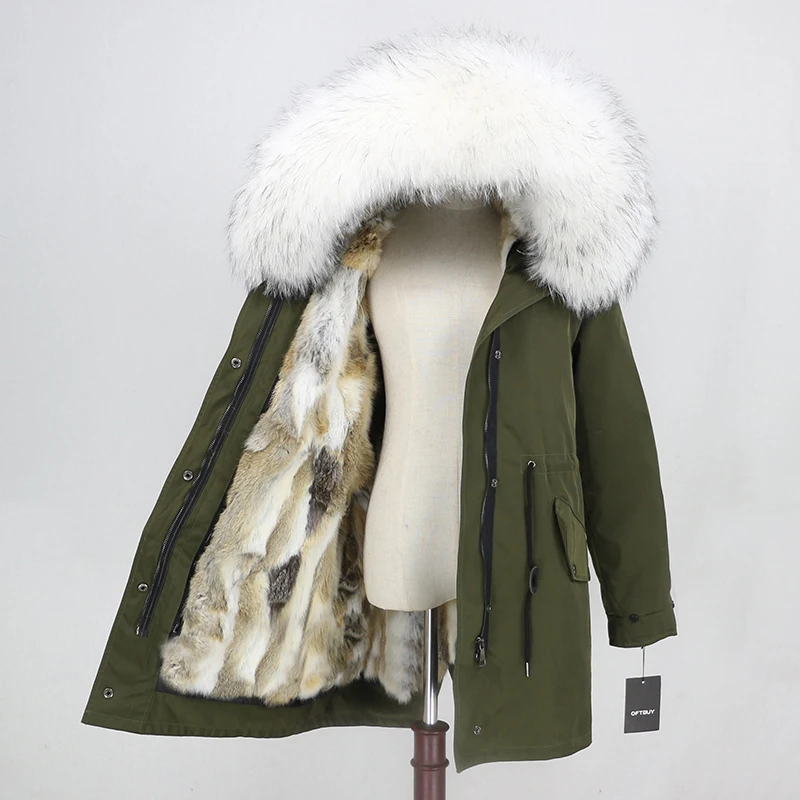 Perfect OFTBUY Waterproof Long Parka Real Fur Coat Winter Jacket Women Natural Raccoon Fur Collar Real Rabbit Fur Liner Detachable Warm 22