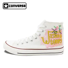 Оригинальный Дизайн Вашингтон карта города ручной росписью обувь Converse All Star высокие кроссовки белого холста Для мужчин Для женщин уникальные подарки