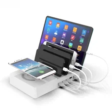 Мульти-порт USB Smart QI зарядная док-станция быстрое зарядное устройство с беспроводным многофункциональным зарядным устройством для iPhone 7 X держатель телефона зарядное устройство