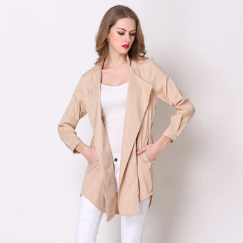 

Women Casual Work Wear Trench 2018 Autumn Long Sleeve Pocket Women Slim Tops Windbreaker Coat Cardigan Outerwear