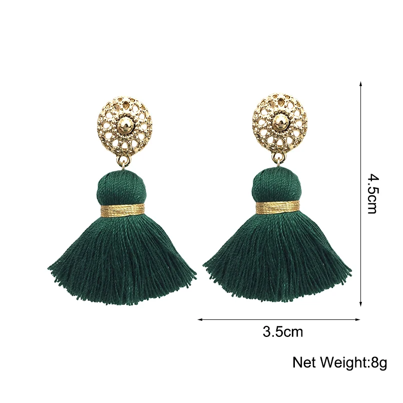 MANILAI Bohemian Tassels Earrings For Women Gold Color Metal Simple Tassel Dangle Earrings Ethnic Jewelry Handmade 10 Colors