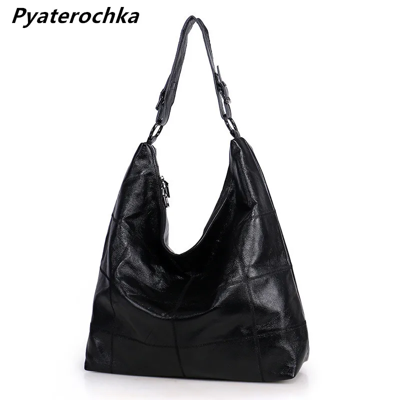 

Pyaterochka Genuine Leather Luxury Plaid Handbag Female Large Capacity Shoulder Crossbody Bags Half Moon Diamond Lattice Totes