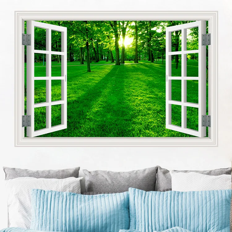 3D окно природа пейзаж вид на стену Наклейка домашний Декор Гостиная спальня настенные наклейки с росписью стены художественный плакат
