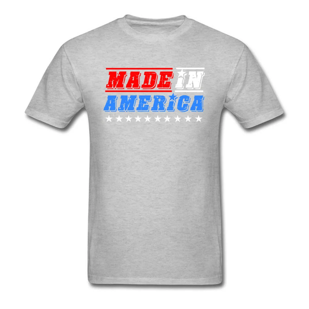 MADE IN AMERICA Special Printed Tops & Tees Crewneck NEW YEAR DAY 100% Cotton Short Sleeve T-shirts for Men Geek Top T-shirts MADE IN AMERICA grey