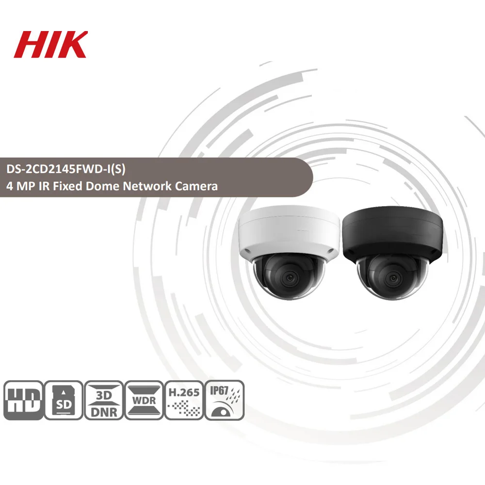 Hikvision DS-2CD2145FWD-I POE камера безопасности Видео 4MP ИК Сеть купольная камера 30 м IR IP67 IK10 H.265+ слот для карты SD