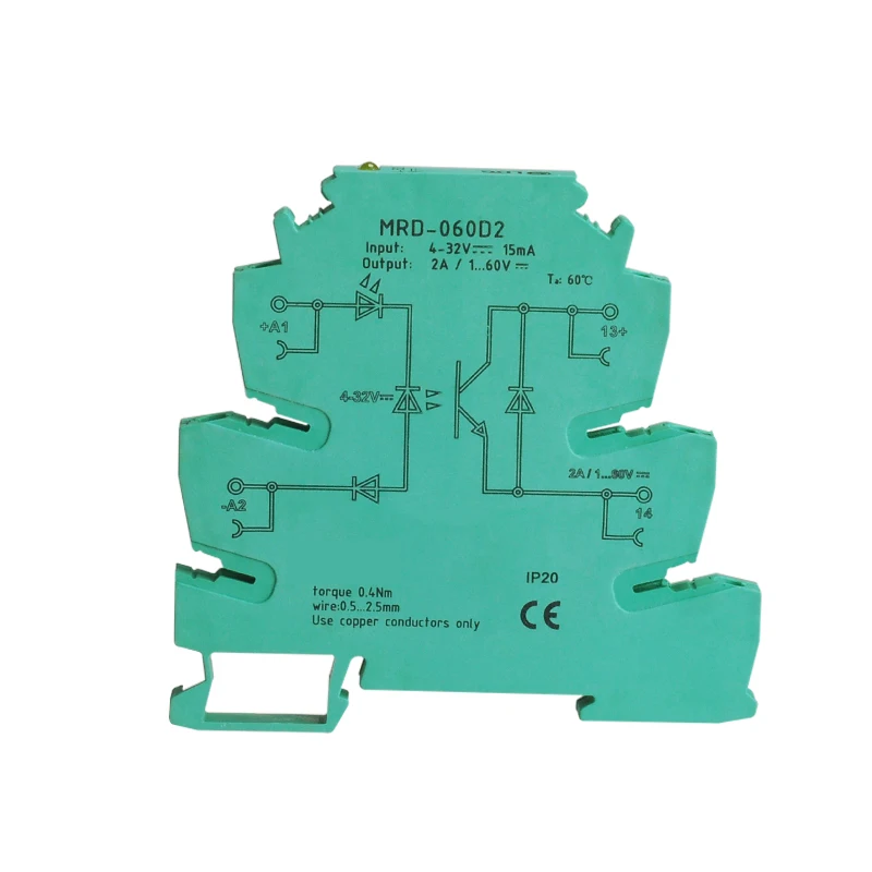 MRD-060D2 Innovative LED Indication 2A Input: 5V 12V 24V DC SSR Solid Sate Relay Interface DIN Rail Relay Module Switch Board