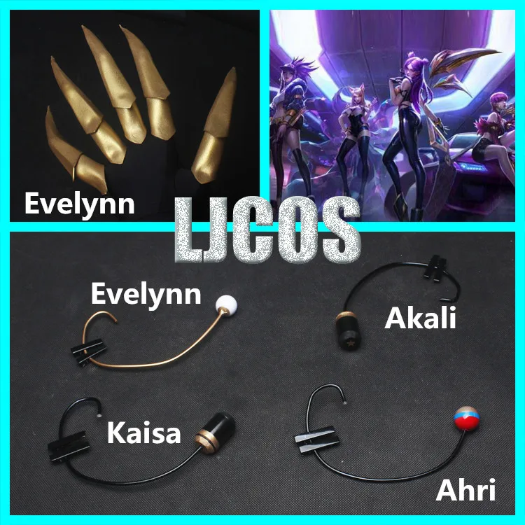 

KDA Evelynn Akali Ahri Kaisa Cosplay headset paw headwear Prop