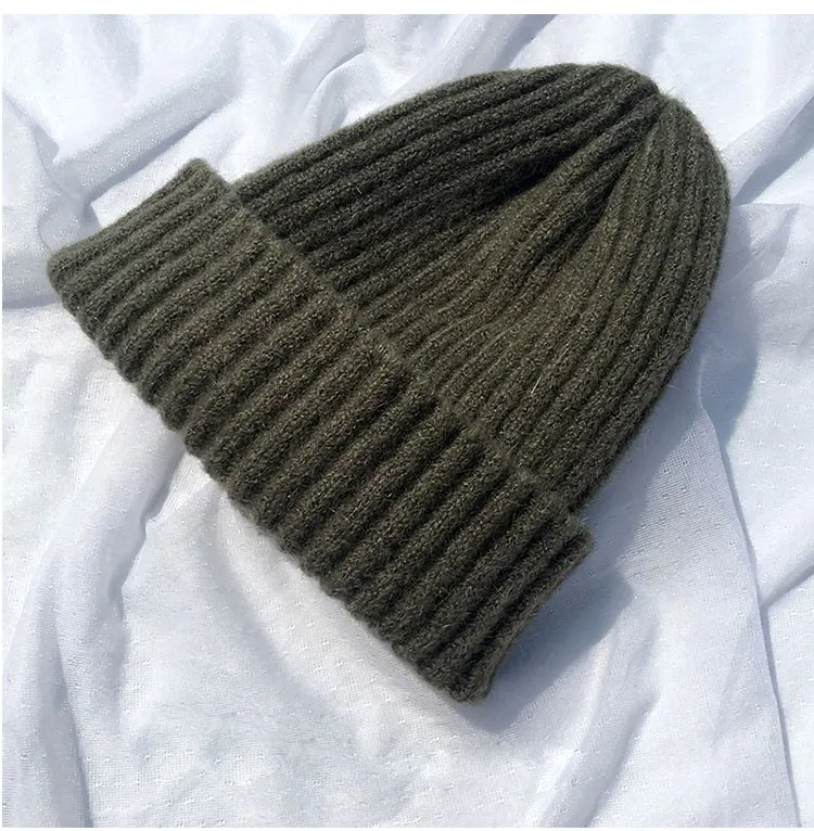 beanie women winter hats for women thick wool skullies beanies for ladies winter beanie hat solid pink black women hats winter hat  (1)
