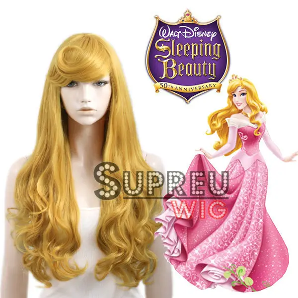 Sleeping Beauty Princess Aurora Long Golden Blonde Anime 