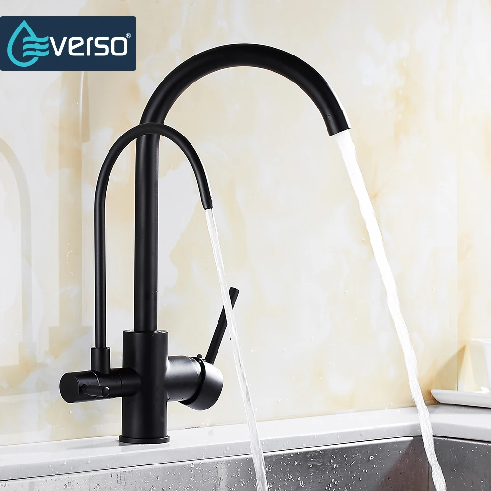 Double Handle Kitchen Sink Faucet Modern Brass Chrome Faucet Valve