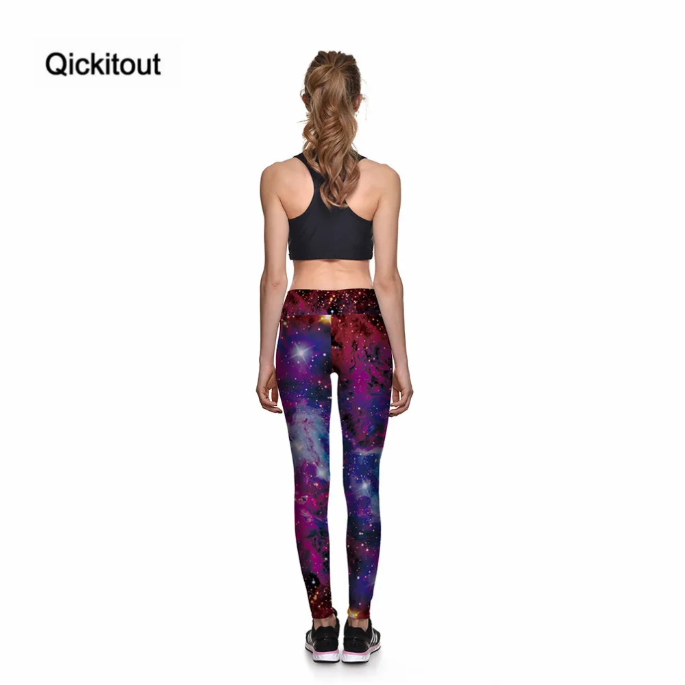 Женские леггинсы с высокой талией Qickitout фиолетовые штаны 3D принтом Вселенная