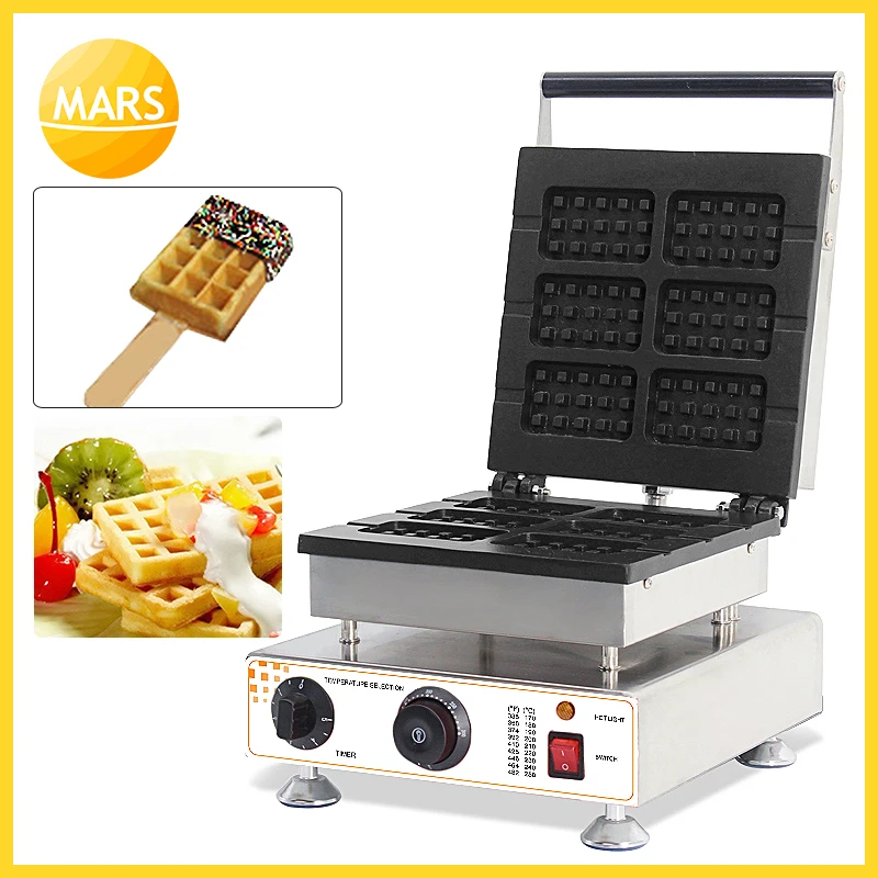 Non stick 6pcs square belgium waffle maker iron on a stick waffle