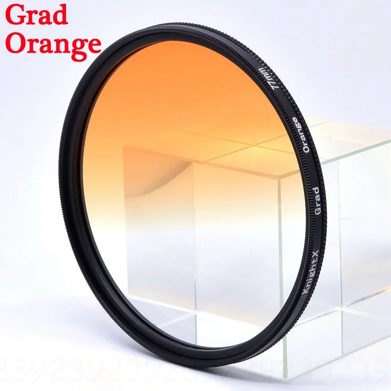 KnightX ND2 ND4 ND8 ND16 ND 49MM 52MM 55MM 58MM 67MM 77MM Camera Lens Filter For canon eos sony nikon 400d d70 photo kit 18-135 - Цвет: Grad Orange