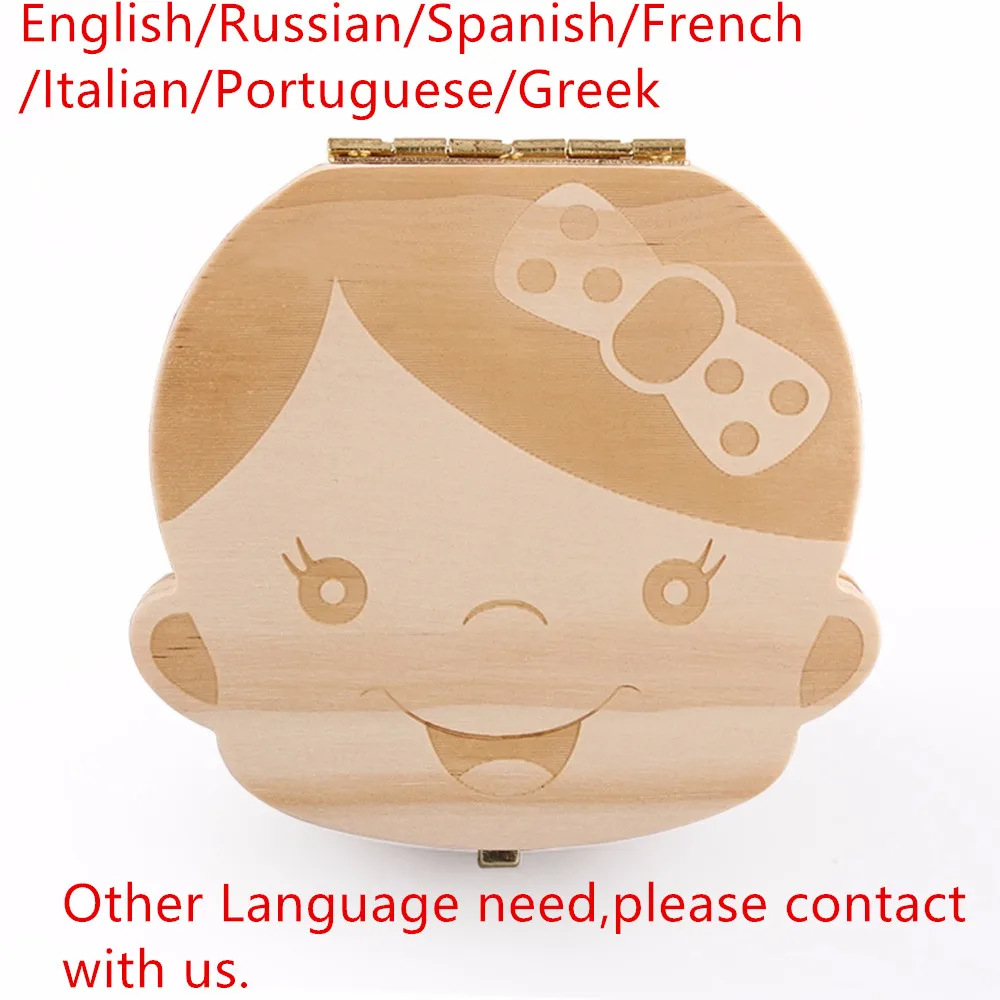 Portuguese Greek Natural Wooden Baby Boy Girl Fallen Tooth Box Storage Wood Case Save Milk Teeth Collection Organizer Holder best newborn photography