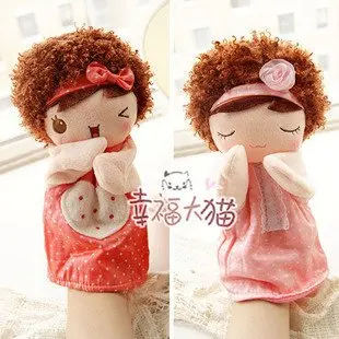 

Candice guo! super cute plush toy lovely mocmoc curly hair girl hand puppet soft baby toy tell story birthday Christmas gift 1pc