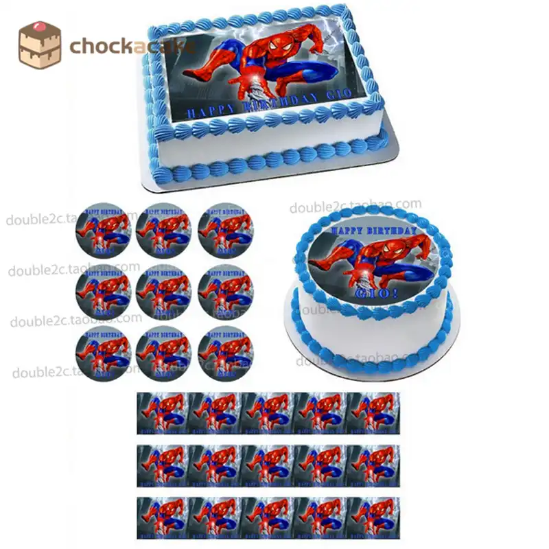 Spider Man Edible Paper For Cake Topper With Name Baby Boy Birthday Cake Topper Cartoon Edible Wafer For Cake Decoration Aliexpress