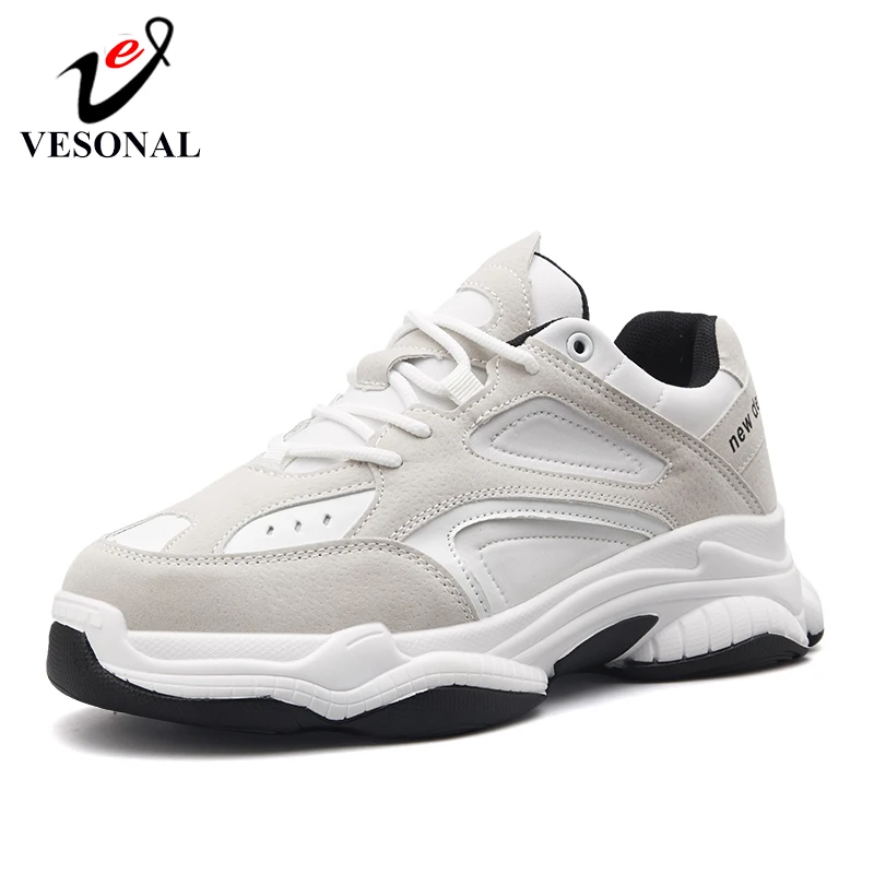 

VESONAL Brand Spring Fashion Splice Leather Sneakers Man For Adult Breathable Casual Shoes Male Quality Lace-Up Trend Footwear
