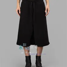 27-44 Мужская одежда стилист волос Мода вязать низкая промежность личности Ложные две части мозаика брюки плюс размер костюмы