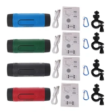 Portable Waterproof Bluetooth Wireless Speaker With CarabinerOutdoor LED Flashlight TF FM Radio