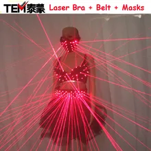 2017 Sexy Lady Clothing Laser Bra and Girdle Laser Red Laser Mask For Night Club Led luminous Sexy Women Suit Laser Show
