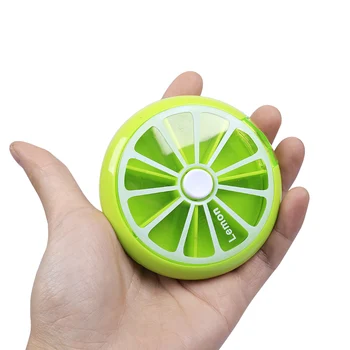 

Mini cute fruit portable pill case splitters with Rotatable cover and button weekly pill box Moistureproof