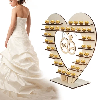 

Wooden Mr & Mrs Heart Sign Wedding Chocolate Stand Display Candy Cupcake Desserts Ornament Decoration
