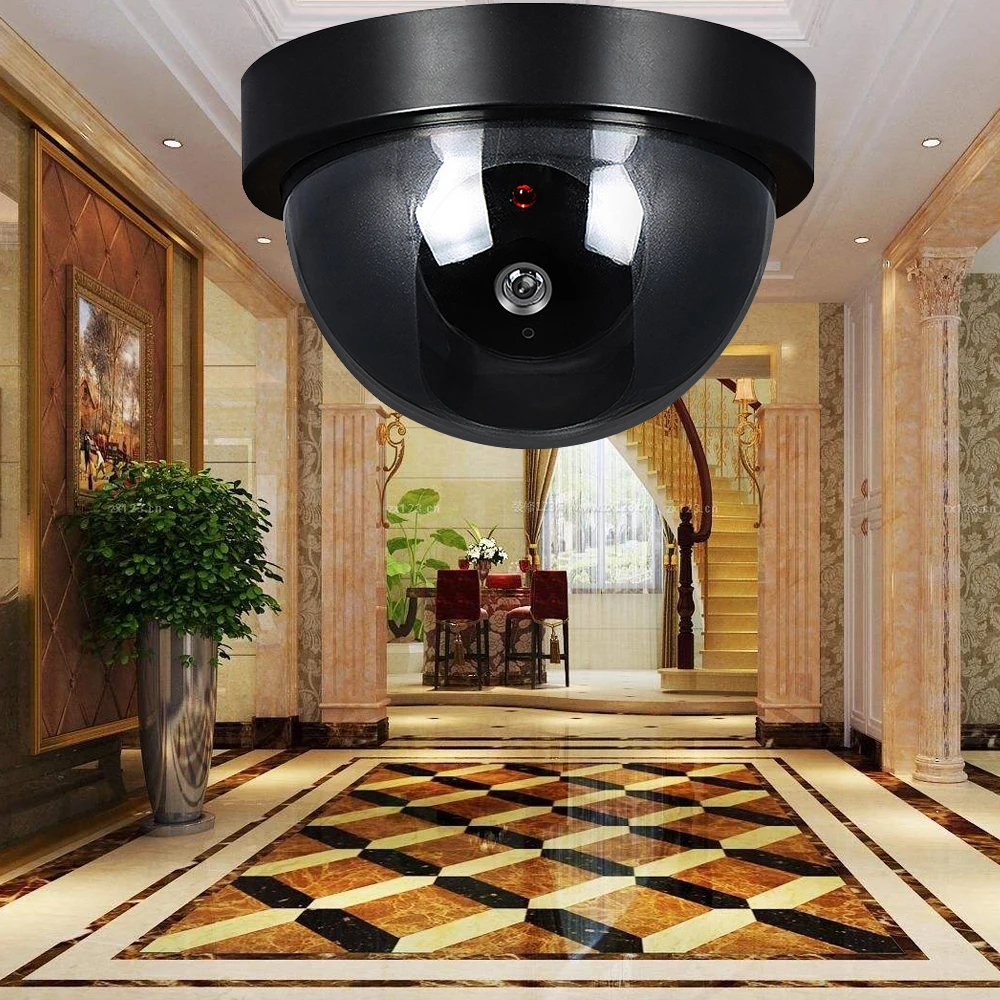 Мини CCTV камера поддельная/Манекен купольная камера вспышка красный светильник установка/Крытый наблюдения камера безопасности Поддержка положить аккумулятор