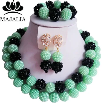 

Trendy Nigeria Wedding Mint Green african beads jewelry set Plastic necklace bracelet earrings Free shipping Majalia-133